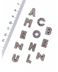 Rodyum Kaplama Geçme Zirkon Taşlı Harf Kolye Bileklik Ucu Charm Nikel 15x15mm 1 Adet