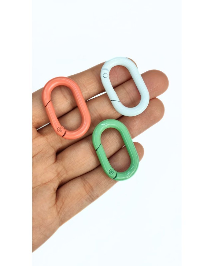 Yaylı Kanca Anahtarlık Çanta Askı Aparatı Oval Beyaz 20x34mm - 1 Adet