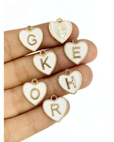 Zamak Lak Kaplama Mineli Harf Kolye Bileklik Ucu Charm 17x16mm 1 Adet