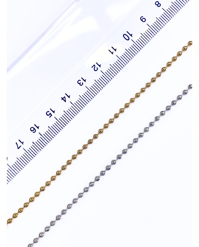 Çelik Top Zincir Kolye Bileklik Nikel Renk 2x2mm - 1m