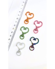 Yaylı Kanca Anahtarlık Çanta Askı Aparatı Kalp Renkli 24x34mm - 1 Adet