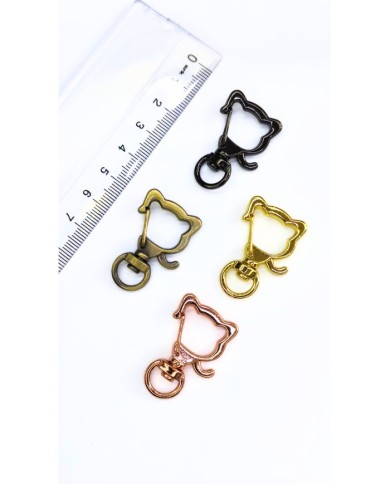 Yaylı Kanca Anahtarlık Çanta Askı Aparatı Kedi Bakır 21x34mm - 1 Adet