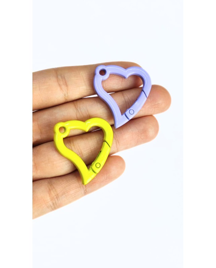 Yaylı Kanca Anahtarlık Çanta Askı Aparatı Kalp Sarı 29x31mm - 1 Adet