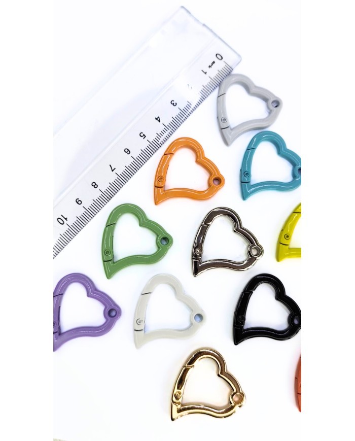 Yaylı Kanca Anahtarlık Çanta Askı Aparatı Kalp Sarı 29x31mm - 1 Adet