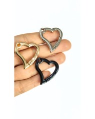 Yaylı Kanca Anahtarlık Çanta Askı Aparatı Kalp Sarı 29x31mm - 1 Adet