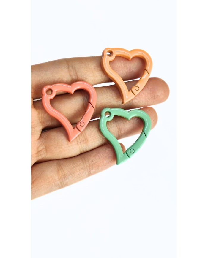 Yaylı Kanca Anahtarlık Çanta Askı Aparatı Kalp Yeşil 29x31mm - 1 Adet