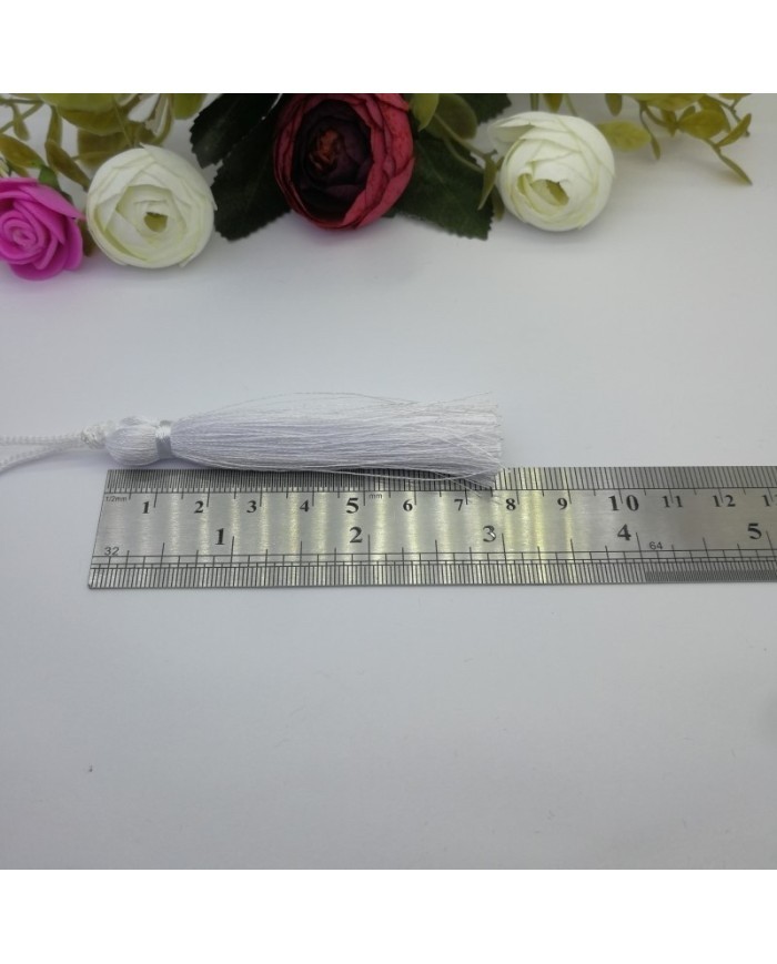 10 Adet - 7-8 cm İpek Püskül - beyaz