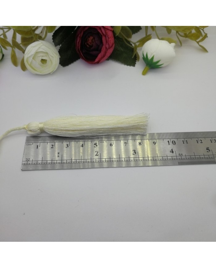 10 Adet - 7-8 cm İpek Püskül - krem