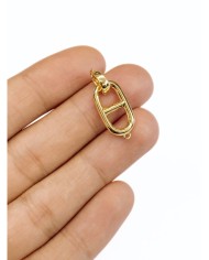 Pirinç Zirkon Taşlı Oval Uç - 1 Adet