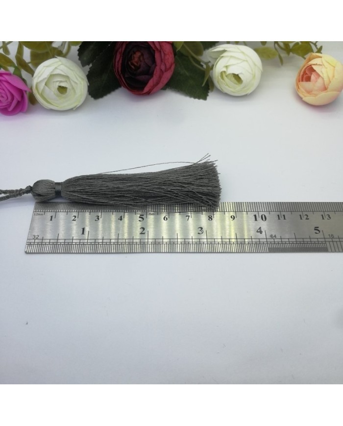 10 Adet - 7-8 cm İpek Püskül - koyu gri
