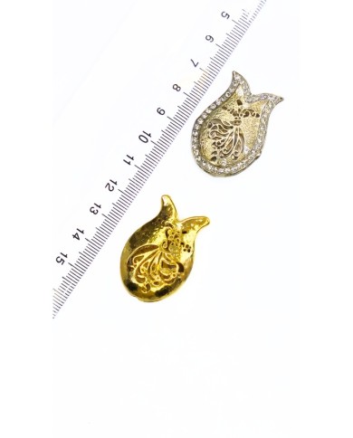 Zamak Zirkon Lale Model Mevlana Motifli Tesbih İmamesi Sarı - 24x35mm