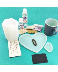 Anahtarlık ve Takı Reçine Epoksi Seti - Boya Seçmeli  - A23 1. Boya Rengi Seçiniz Pembe 2. Boya Rengi Seçiniz Turkuaz