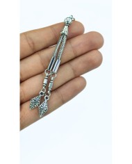 Zamak 2'li Zincir Püsküllü Ay Yıldız Uçlu Tesbih İmamesi Nikel