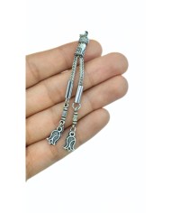 Zamak 2'li Zincir Püsküllü Ay Yıldız Uçlu Tesbih İmamesi Nikel