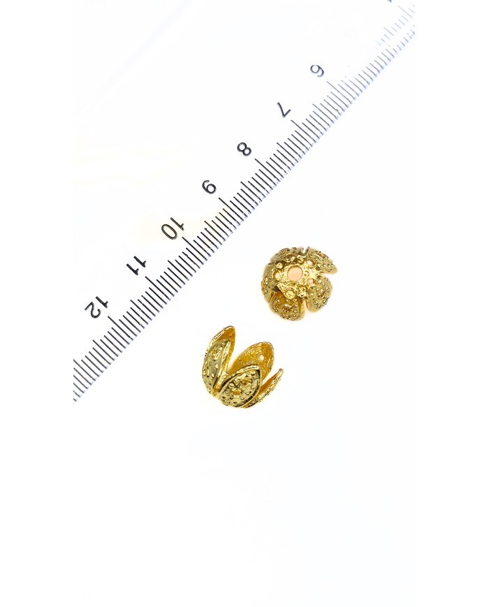 Zamak Tesbih Kapama Başlık Çiçek Sarı - 11x15mm