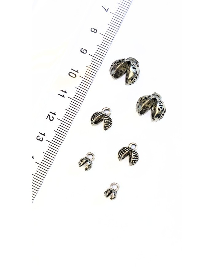 Zamak Tesbih Düğüm Midye Kapama Noktalı Orta Nikel - 9x10mm