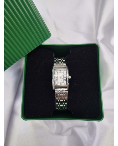 Klasik Model Dikdörtgen Tasarım Roma Rakamlı Çelik Kasa Kol Saati - Metal Kordon