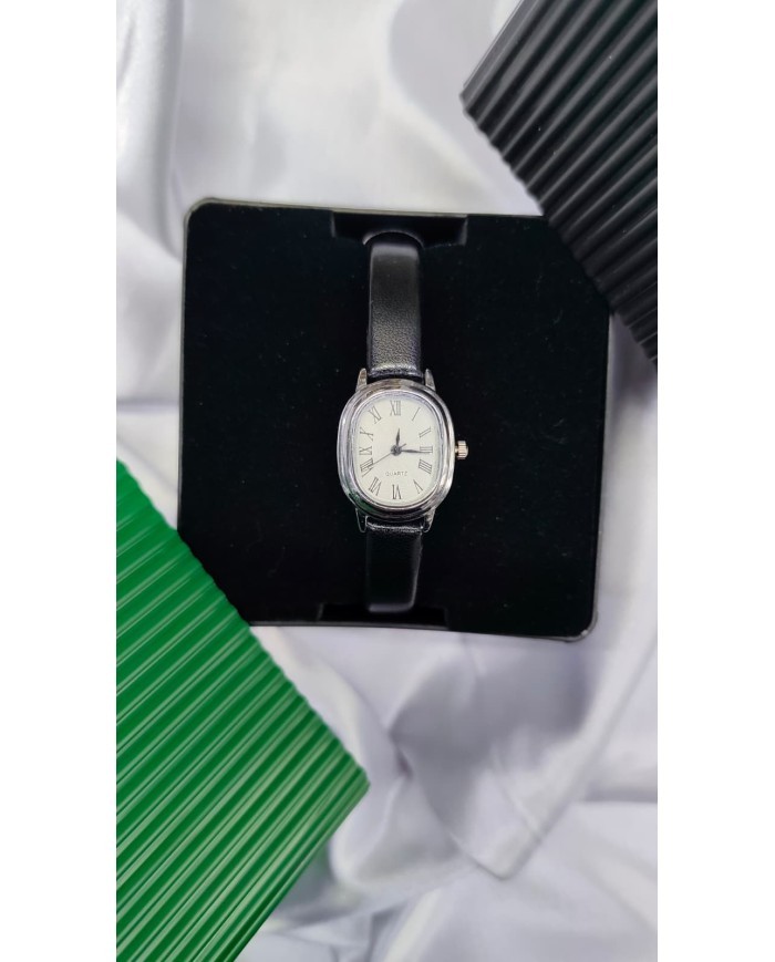 Klasik Model Oval Tasarım Çelik Kasa Kol Saati - Deri Kayış