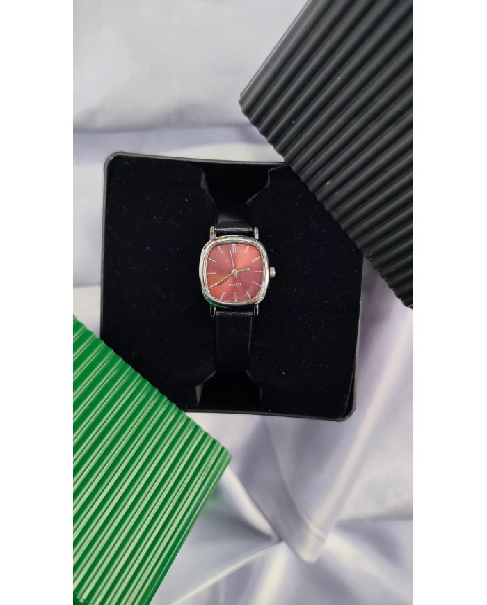 Model Kare Tasarım Çelik Kasa Kol Saati - Deri Kayış