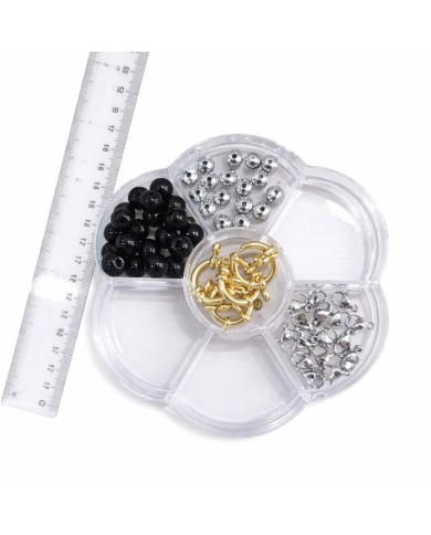 Şeffaf Boncuk Kutusu Organizer Kilitli Çiçek - 7 Gözlü