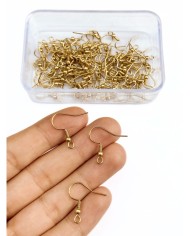 Çelik Küpe Kancası Çift Sarı 19x19mm - 100  Çift
