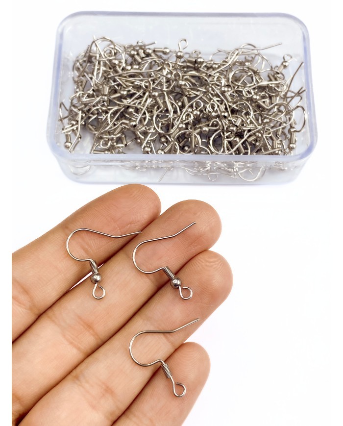 Çelik Küpe Kancası Çift Nikel 19x19mm - 50 Adet