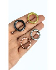 Yaylı Kanca Anahtarlık Çanta Askı Aparatı Yuvarlak Antrasit 19x19mm - 1 Adet