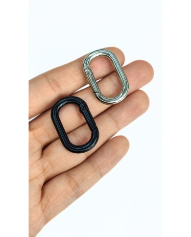 Yaylı Kanca Anahtarlık Çanta Askı Aparatı Oval Siyah 20x31mm - 1 Adet