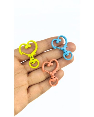 Yaylı Kanca Anahtarlık Çanta Askı Aparatı Kalp Mavi 24x34mm - 1 Adet