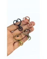 Yaylı Kanca Anahtarlık Çanta Askı Aparatı Kalp Siyah 24x34mm - 1 Adet