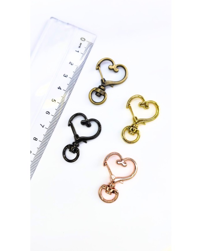 Yaylı Kanca Anahtarlık Çanta Askı Aparatı Kalp Sarı 24x34mm - 1 Adet