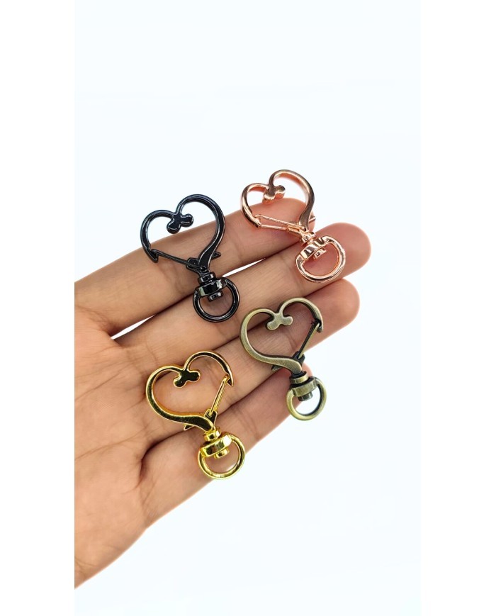 Yaylı Kanca Anahtarlık Çanta Askı Aparatı Kalp Bakır 24x34mm - 1 Adet