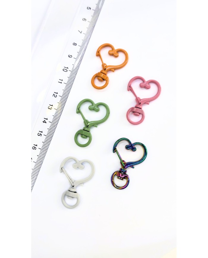 Yaylı Kanca Anahtarlık Çanta Askı Aparatı Kalp Pembe 24x34mm - 1 Adet