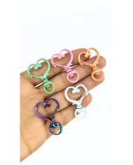 Yaylı Kanca Anahtarlık Çanta Askı Aparatı Kalp Beyaz 24x34mm - 1 Adet