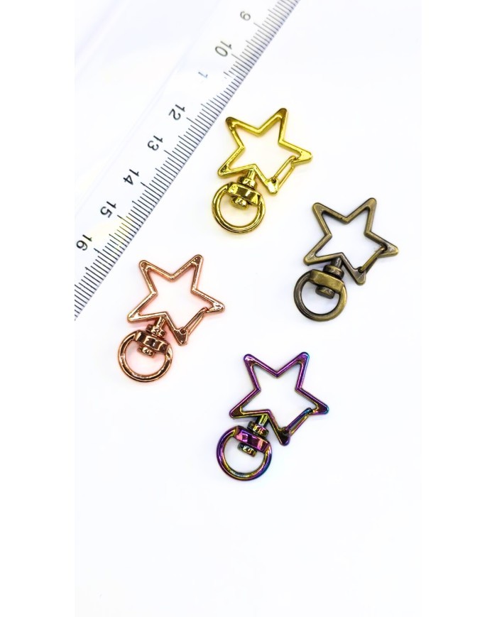 Yaylı Kanca Anahtarlık Çanta Askı Aparatı Yıldız Sarı 24x34mm - 1 Adet