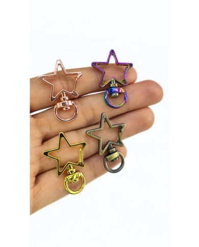 Yaylı Kanca Anahtarlık Çanta Askı Aparatı Yıldız Antik Yeşil 24x34mm - 1 Adet