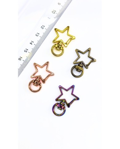 Yaylı Kanca Anahtarlık Çanta Askı Aparatı Yıldız Antik Yeşil 24x34mm - 1 Adet