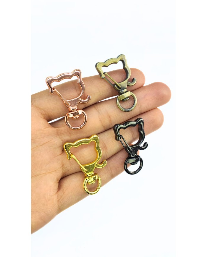 Yaylı Kanca Anahtarlık Çanta Askı Aparatı Kedi Siyah 21x34mm - 1 Adet