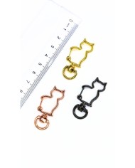 Yaylı Kanca Anahtarlık Çanta Askı Aparatı Kedi Sarı 18x40mm - 1 Adet