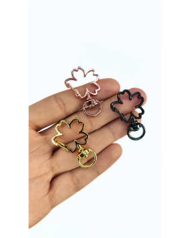 Yaylı Kanca Anahtarlık Çanta Askı Aparatı Yonca Siyah 22x35mm - 1 Adet