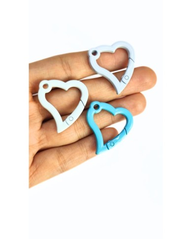 Yaylı Kanca Anahtarlık Çanta Askı Aparatı Kalp Mavi 29x31mm - 1 Adet
