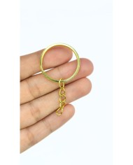 Yuvarlak Anahtarlık Halkası ve Uzatma Zinciri Sarı 25mm - 30 Adet