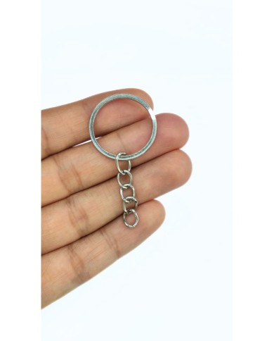 Yuvarlak Anahtarlık Halkası ve Uzatma Zinciri Nikel 21mm - 100 Adet