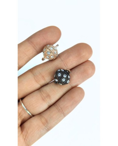 Mıknatıslı Zirkon Taşlı Kolye Bileklik Kilidi Kapama Siyah - 1 Adet