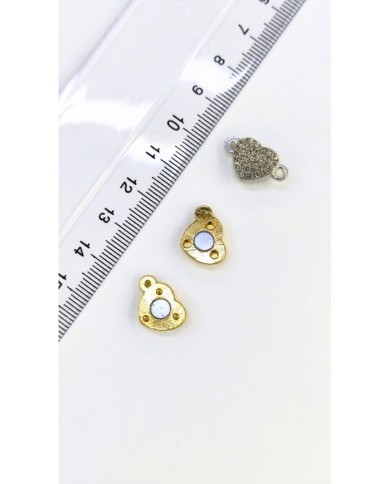 Mıknatıslı Zirkon Taşlı Kalp Kolye Bileklik Kilidi Kapama Nikel - 1 Adet