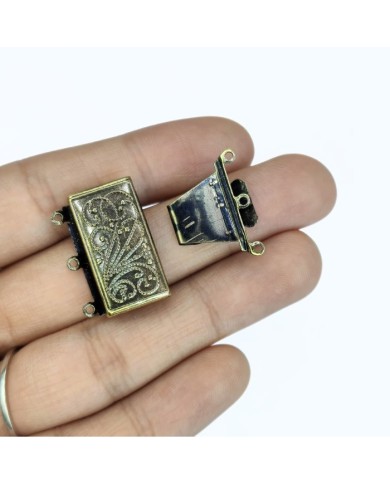 Geçmeli 3 Halkalı Kolye Bileklik Kilidi Kapama Antik Yeşil - 1 Adet