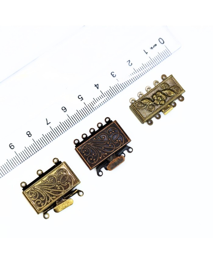 Geçmeli 3 Halkalı Kolye Bileklik Kilidi Kapama Antik Yeşil - 1 Adet