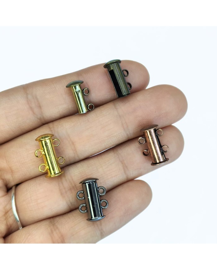 Geçmeli Mıknatıslı Uzun 2 Halkalı Kolye Bileklik Kilidi Kapama Sarı - 1 Adet