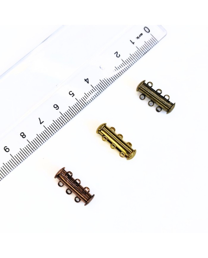 Geçmeli Mıknatıslı Uzun 3 Halkalı Kolye Bileklik Kilidi Kapama Sarı - 1 Adet