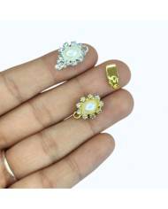 Geçmeli İncili Taşlı Kolye Bileklik Kilidi Kapama Sarı - 1 Adet